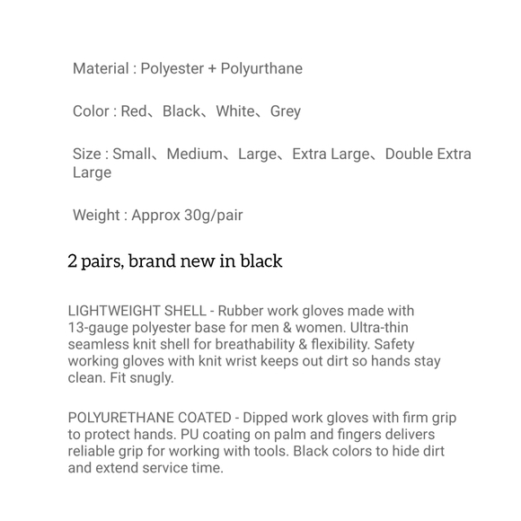 5/25 2 pairs GMG CE certified EN388 polyester PU safety mechanic gloves - Picture 4 of 8